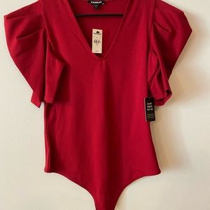 Express puff sleeve red bodysuit